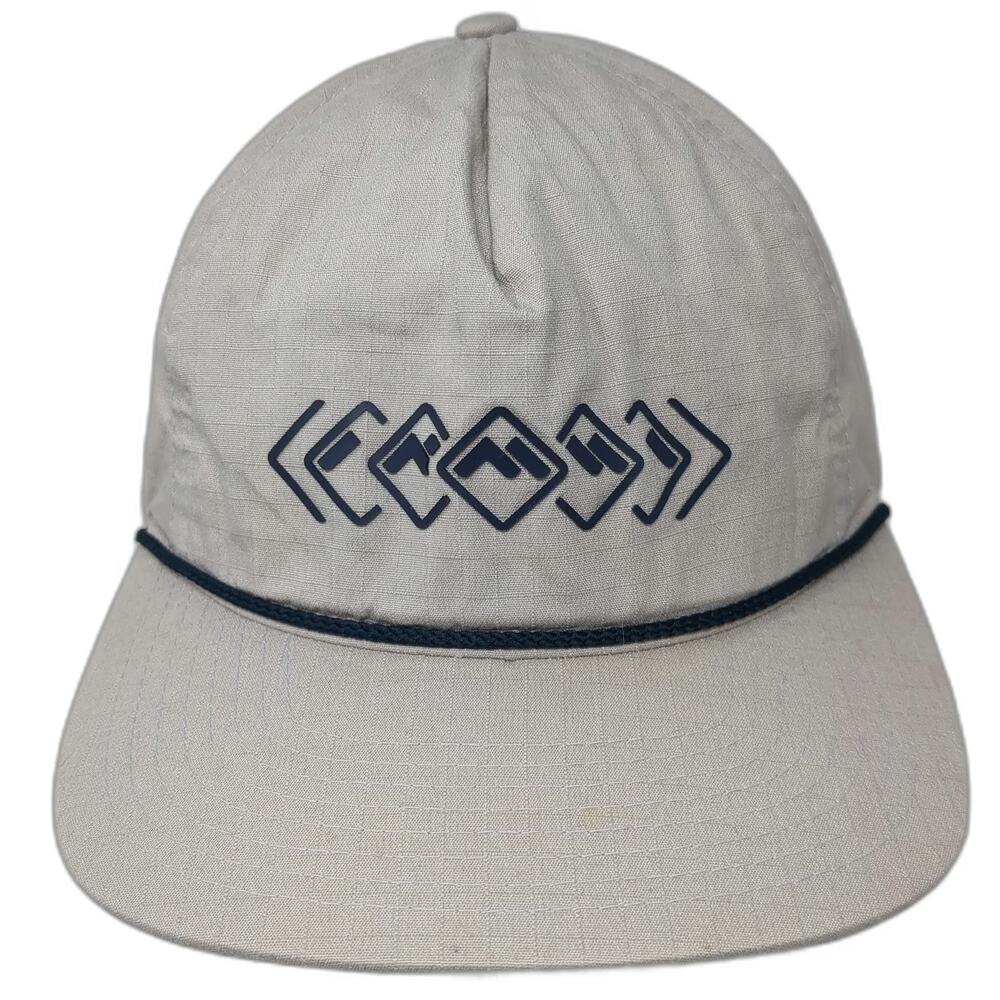 Powder Mountain 5 Panel Beige One Size Snapback Rope Hat Logo Ski Utah Resort